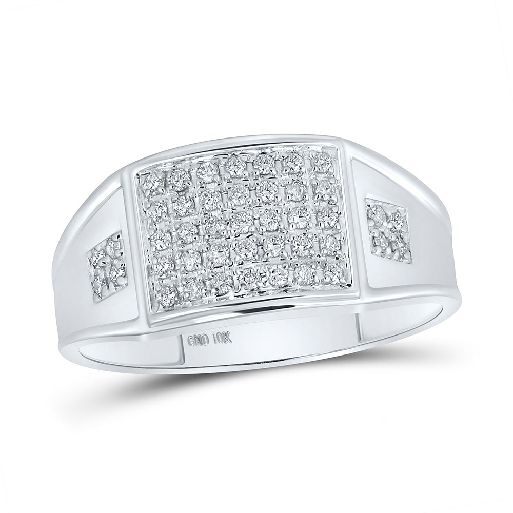 Men's Ring with Diamonds in 10kt White Gold