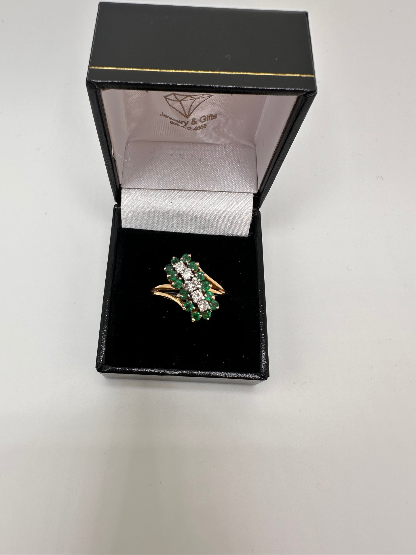 14k Yellow Gold Emerald/Diamond .75 CT