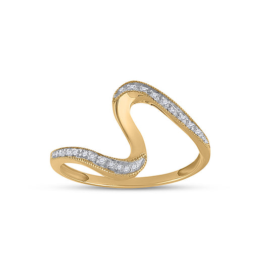 10kt Yellow Gold Womens Round Diamond S Curve Band Ring 1/20 Cttw