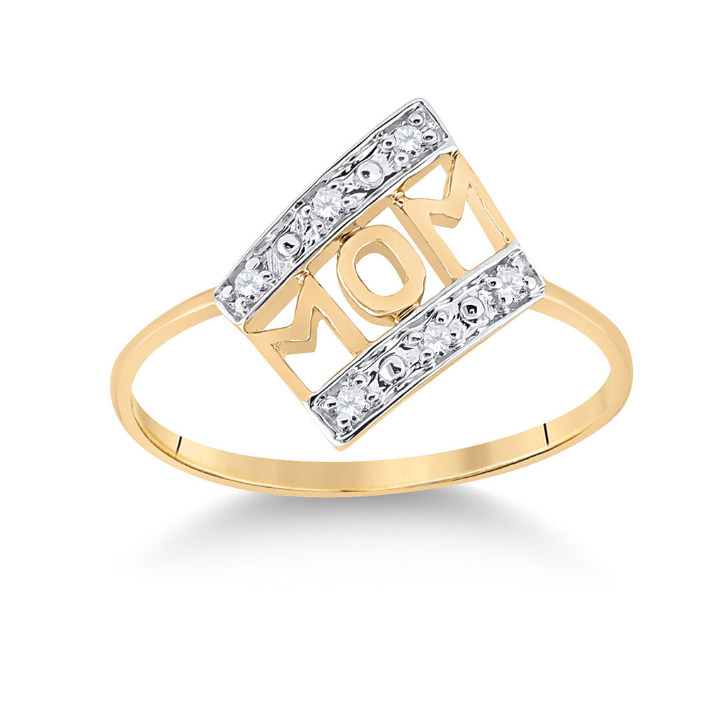 10kt Yellow Gold Womens Round Diamond Mom Mother Accent Ring 1/20 Cttw