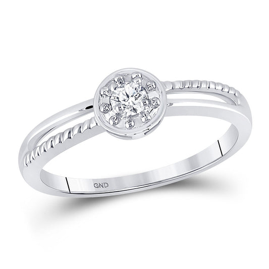 10kt White Gold Womens Round Diamond Solitaire Promise Ring 1/20 Cttw