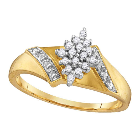 10kt Yellow Gold Womens Round Diamond Cluster Ring 1/10 Cttw