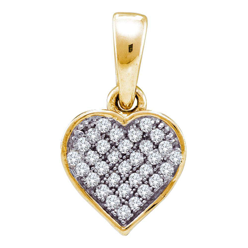 Yellow-tone Sterling Silver Womens Round Diamond Heart Pendant 1/10 Cttw